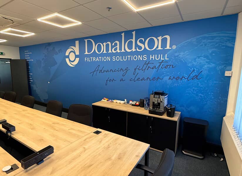 Donaldson Phase 1 signs and graphics project. Wall mural completed and installed by FASTSIGNS Hull.